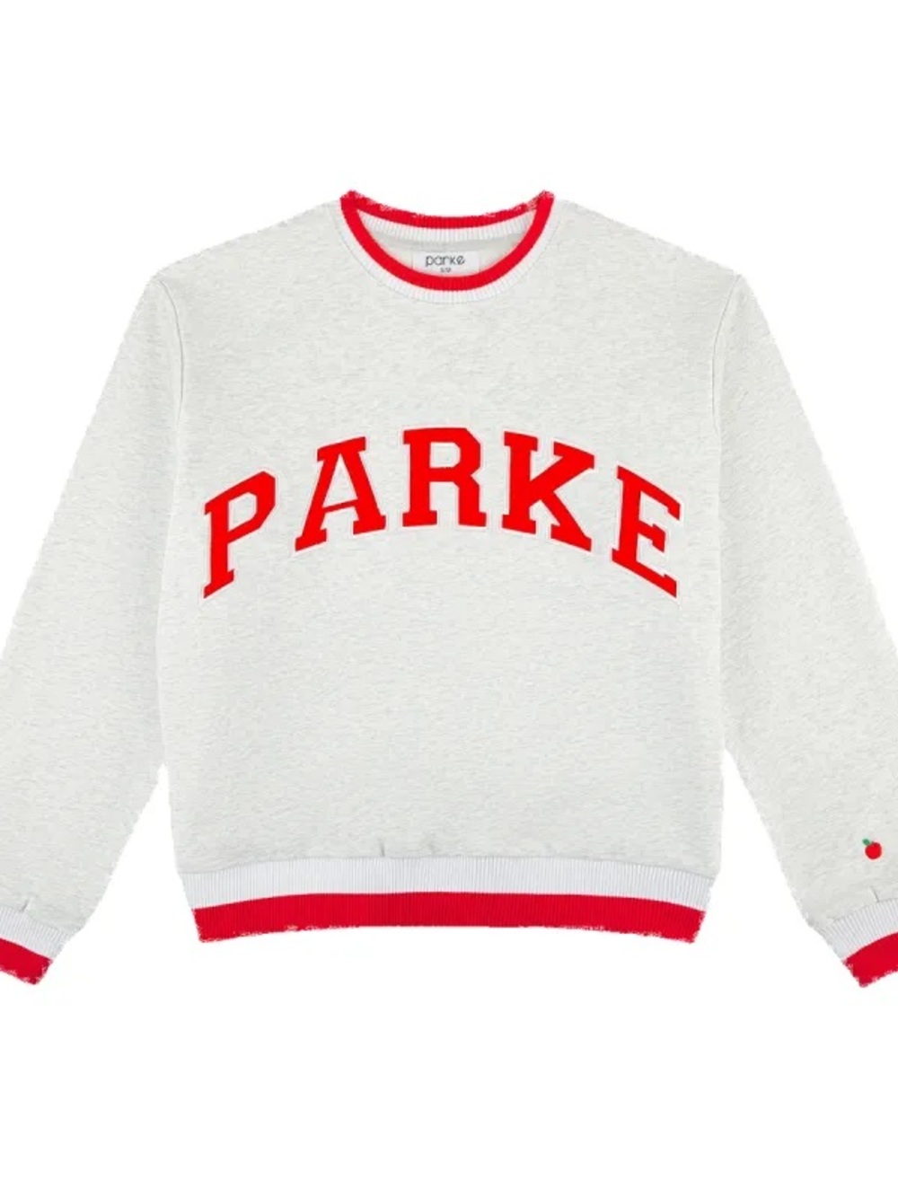 Parke Light Heather Gray Crewneck with Red Lettering